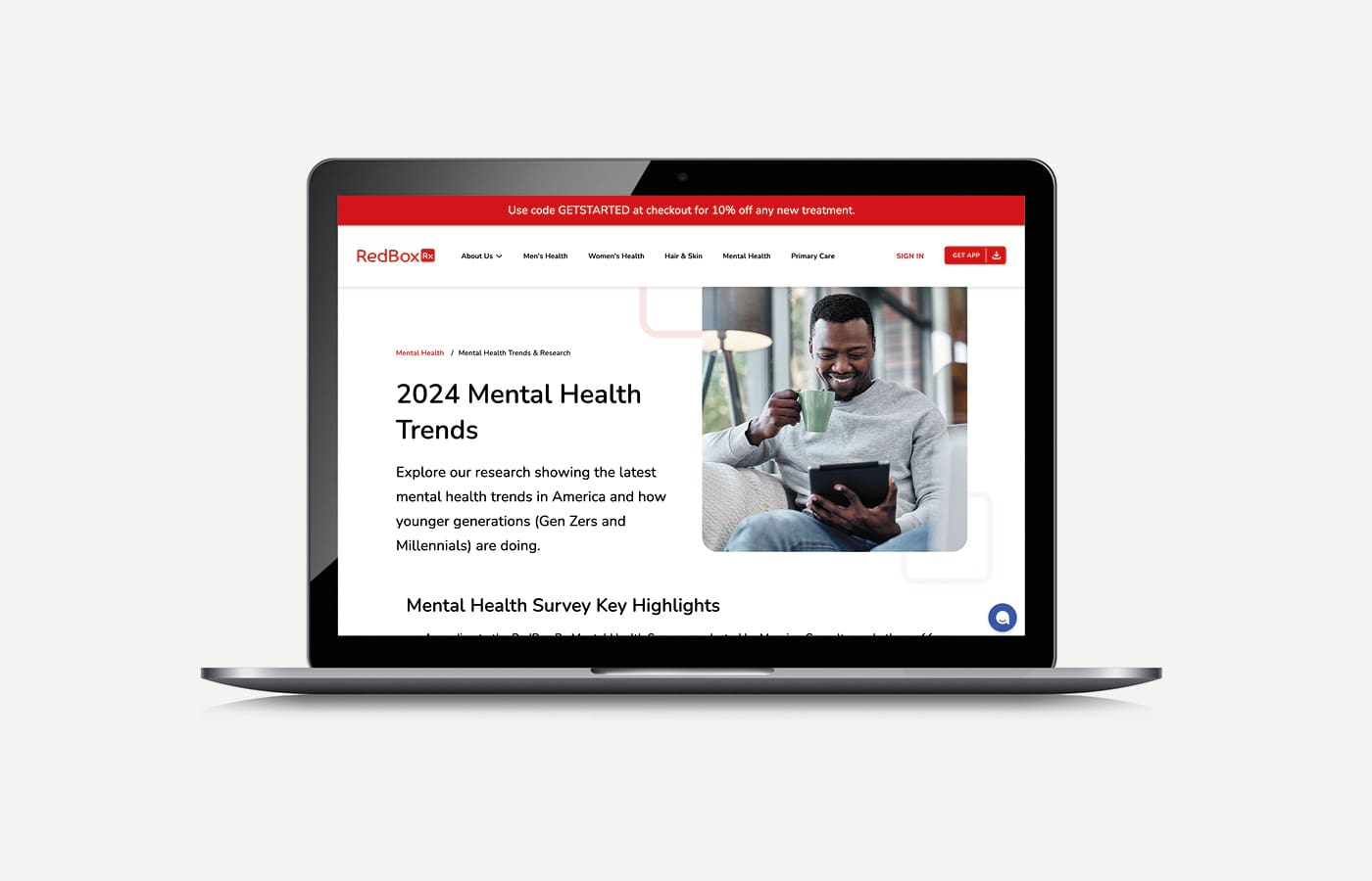 RedBox Rx Mental Health Website Page